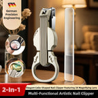 2-Piece Cello Stainless Steel Nail Clippers kit with 3x Magnifying Mirror, Splash-Proof with Nail Storage Box, Bottle Opener Function + Nano Glass Fil