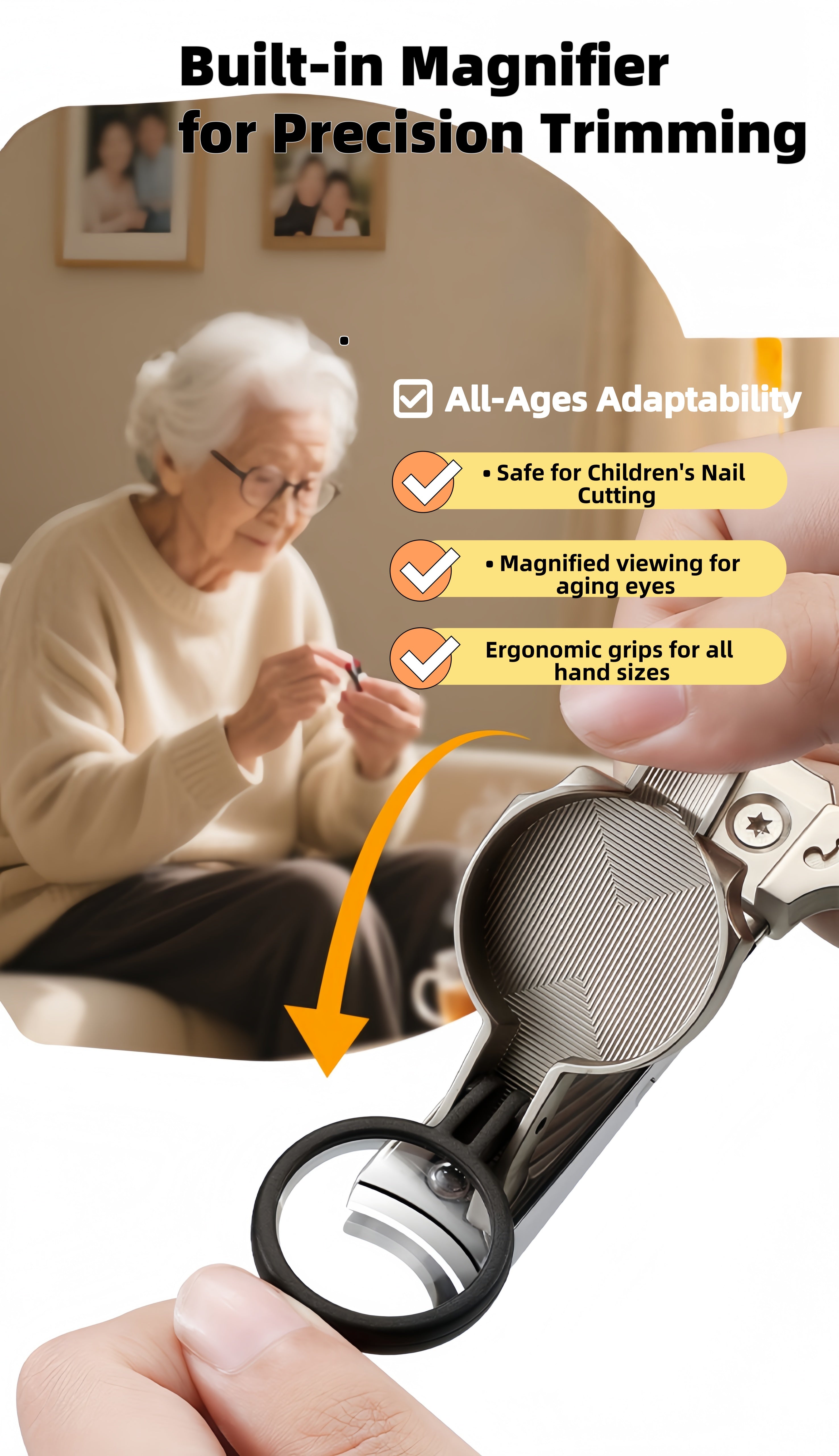 2-Piece Cello Stainless Steel Nail Clippers kit with 3x Magnifying Mirror, Splash-Proof with Nail Storage Box, Bottle Opener Function + Nano Glass Fil