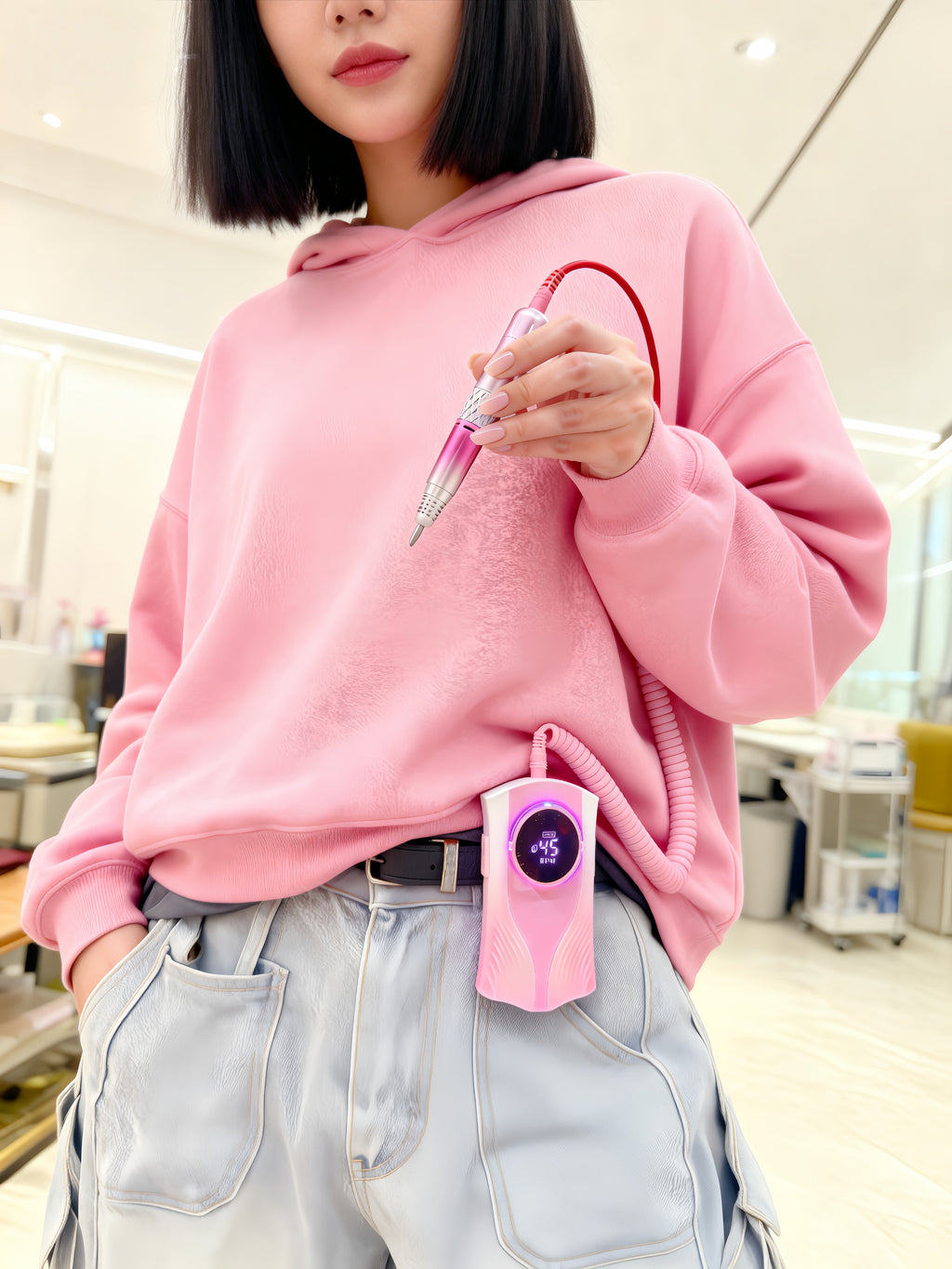 Professional Nail Drill for Perfect Nails 30K RPM,45 Adjustable Speeds, 6 Bits & Bands | Portable,Rechargeable, Low Noise |Salon-Quality Acrylic& Gel Nail Kit, Pink