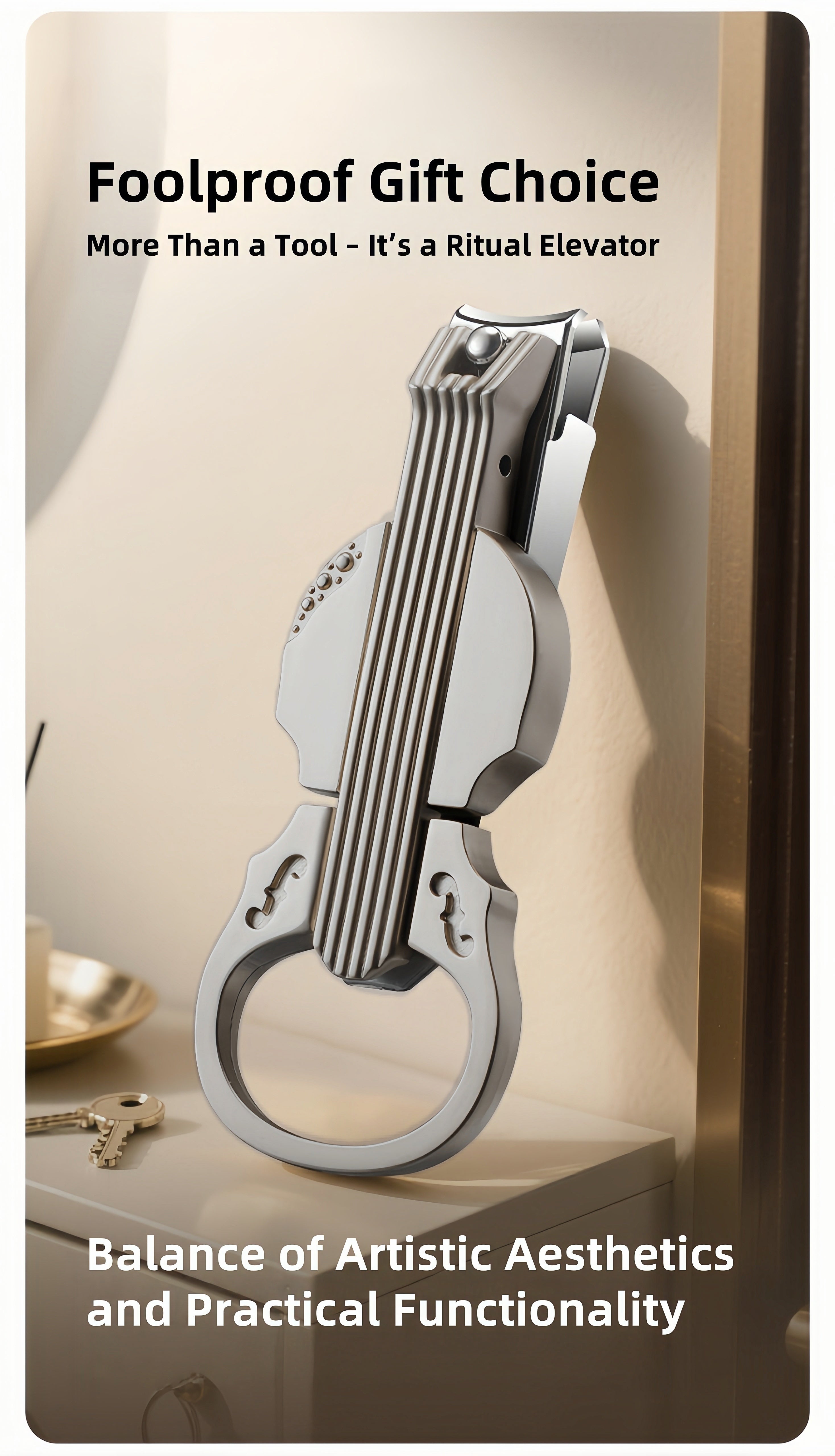 2-Piece Cello Stainless Steel Nail Clippers kit with 3x Magnifying Mirror, Splash-Proof with Nail Storage Box, Bottle Opener Function + Nano Glass Fil