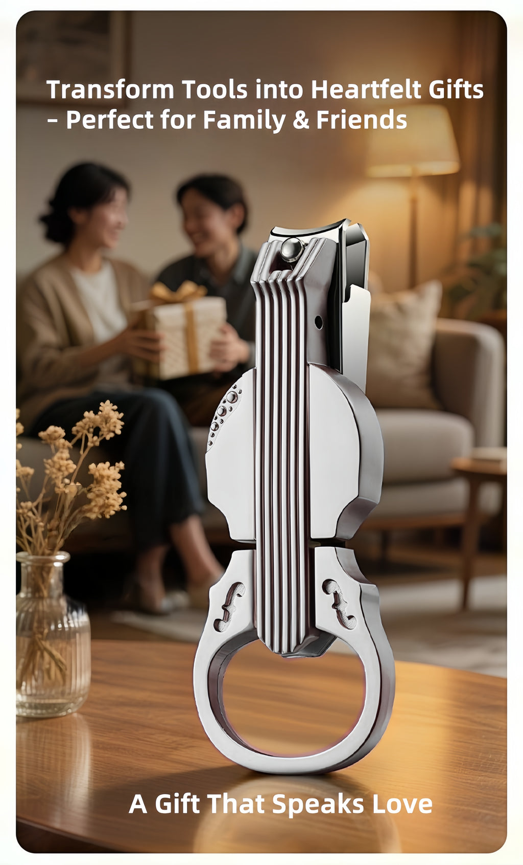 2-Piece Cello Stainless Steel Nail Clippers kit with 3x Magnifying Mirror, Splash-Proof with Nail Storage Box, Bottle Opener Function + Nano Glass Fil