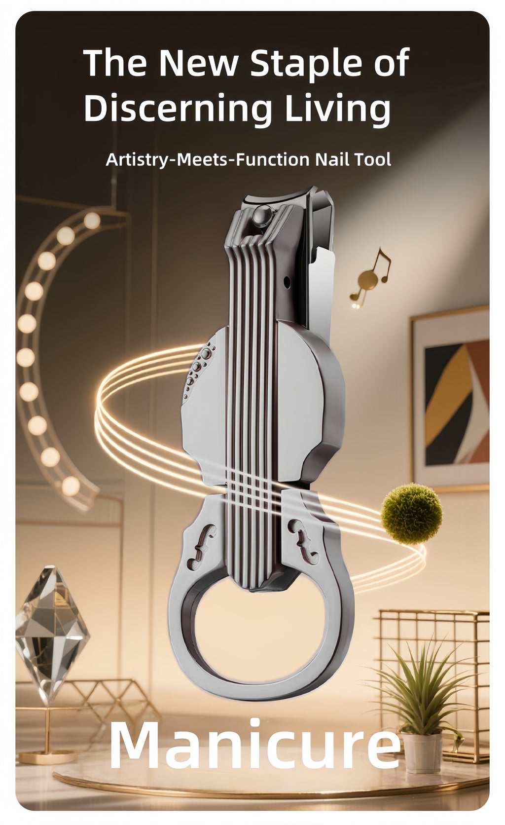 2-Piece Cello Stainless Steel Nail Clippers kit with 3x Magnifying Mirror, Splash-Proof with Nail Storage Box, Bottle Opener Function + Nano Glass Fil