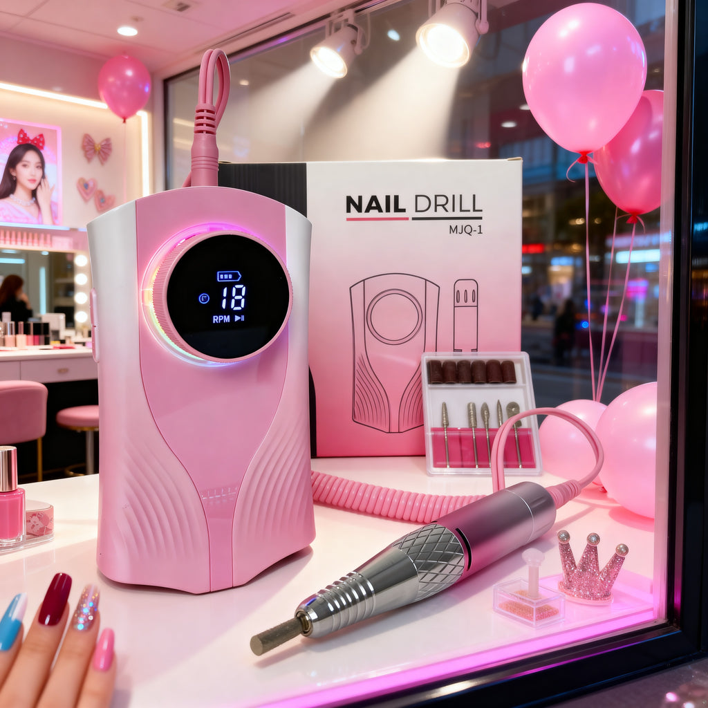 Professional Nail Drill for Perfect Nails 30K RPM,45 Adjustable Speeds, 6 Bits & Bands | Portable,Rechargeable, Low Noise |Salon-Quality Acrylic& Gel Nail Kit, Pink