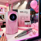 Professional Nail Drill for Perfect Nails 30K RPM,45 Adjustable Speeds, 6 Bits & Bands | Portable,Rechargeable, Low Noise |Salon-Quality Acrylic& Gel Nail Kit, Pink