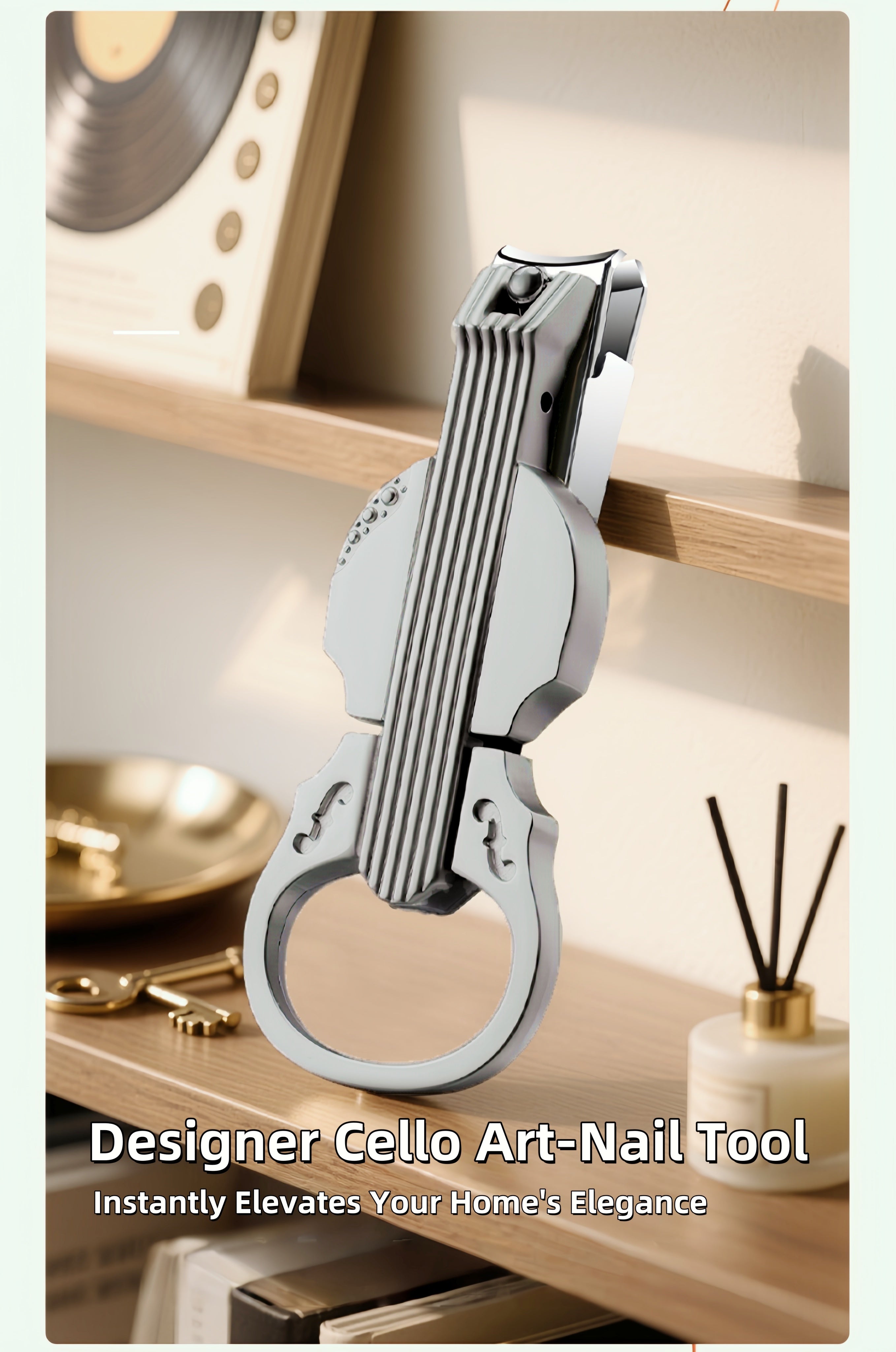 2-Piece Cello Stainless Steel Nail Clippers kit with 3x Magnifying Mirror, Splash-Proof with Nail Storage Box, Bottle Opener Function + Nano Glass Fil