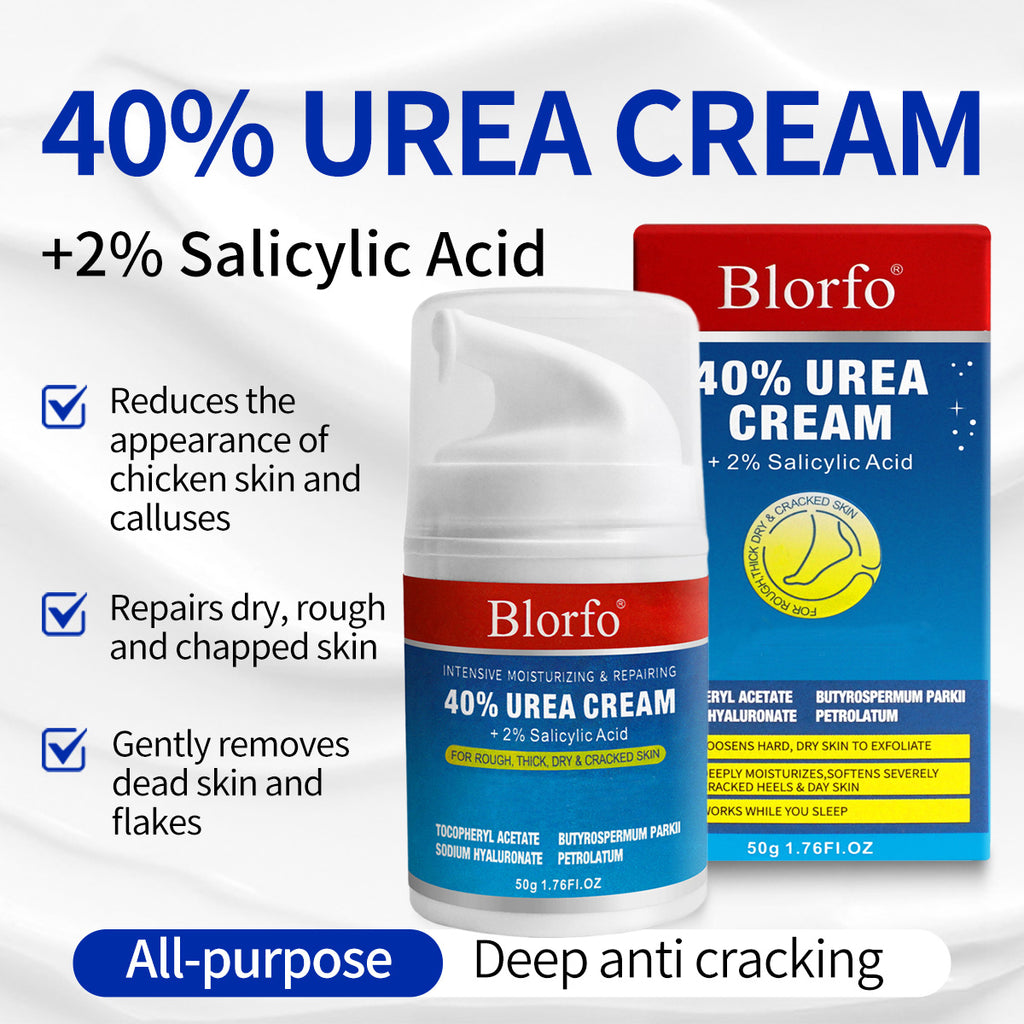 Blorfo 40% Urea Cream with 2% Salicylic Acid - Intensive Moisturizing & Exfoliating Formula for Calluses & Dry Skin - 3.52oz