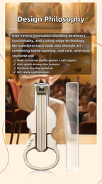 2-Piece Cello Stainless Steel Nail Clippers kit with 3x Magnifying Mirror, Splash-Proof with Nail Storage Box, Bottle Opener Function + Nano Glass Fil