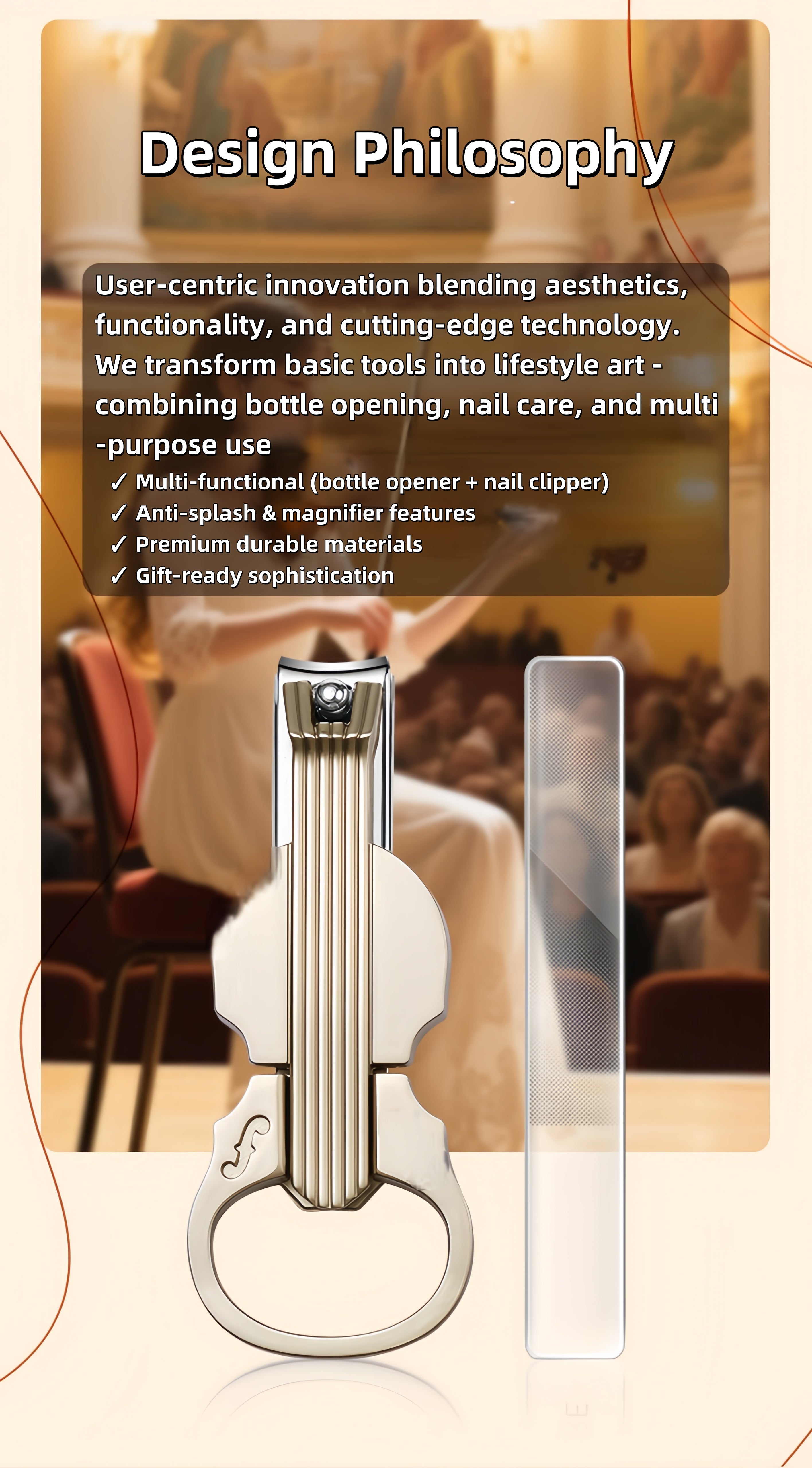 2-Piece Cello Stainless Steel Nail Clippers kit with 3x Magnifying Mirror, Splash-Proof with Nail Storage Box, Bottle Opener Function + Nano Glass Fil