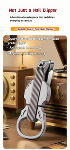 2-Piece Cello Stainless Steel Nail Clippers kit with 3x Magnifying Mirror, Splash-Proof with Nail Storage Box, Bottle Opener Function + Nano Glass Fil