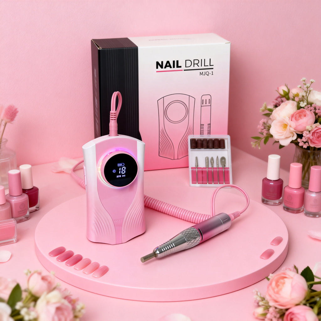 Professional Nail Drill for Perfect Nails 30K RPM,45 Adjustable Speeds, 6 Bits & Bands | Portable,Rechargeable, Low Noise |Salon-Quality Acrylic& Gel Nail Kit, Pink