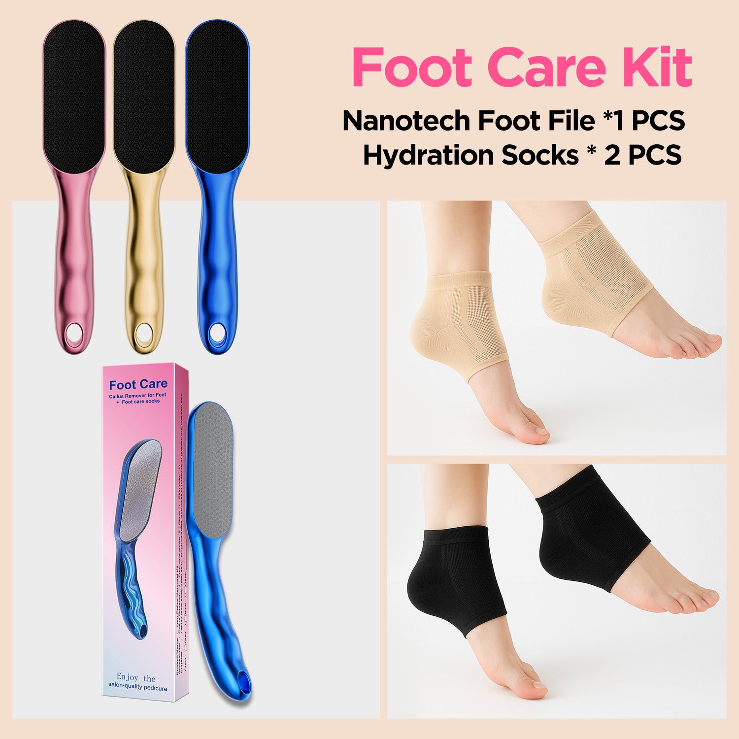 Washable & Reusable Pedicure Kit Hard Skin Remover Nano Glass Foot File - Foot CallusRemover, Durable Foot Scrubber, Dead SkinRemover, Hygienic Pedicure Tool, Long Lasting Foot Buffer, Soft Smooth Feet  Pink
