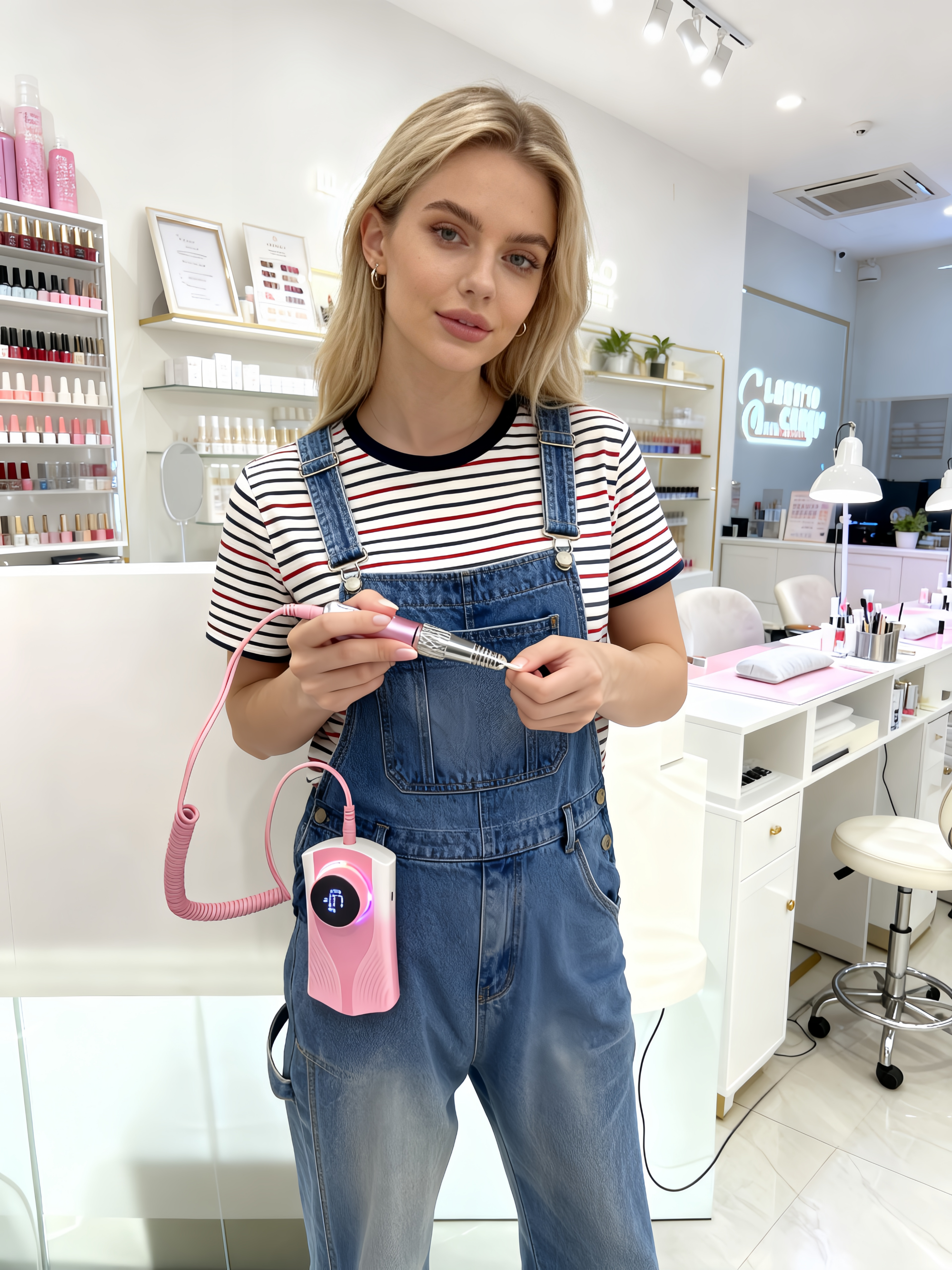 Professional Nail Drill for Perfect Nails 30K RPM,45 Adjustable Speeds, 6 Bits & Bands | Portable,Rechargeable, Low Noise |Salon-Quality Acrylic& Gel Nail Kit, Pink