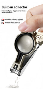 2-Piece Cello Stainless Steel Nail Clippers kit with 3x Magnifying Mirror, Splash-Proof with Nail Storage Box, Bottle Opener Function + Nano Glass Fil
