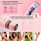 SolaceBody 2-in-1 Bikini & Body Hair Trimmer forWomen - Electric Shaver with Dual Heads for Painless Trimming on Bikini Line, Underarms, Legs & Face |lPX7 Waterproof & Rechargeable |Perfect Christmas & New Year Grooming Gift Set