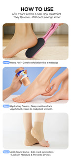 Washable & Reusable Pedicure Kit Hard Skin Remover Nano Glass Foot File - Foot CallusRemover, Durable Foot Scrubber, Dead SkinRemover, Hygienic Pedicure Tool, Long Lasting Foot Buffer, Soft Smooth Feet  Pink