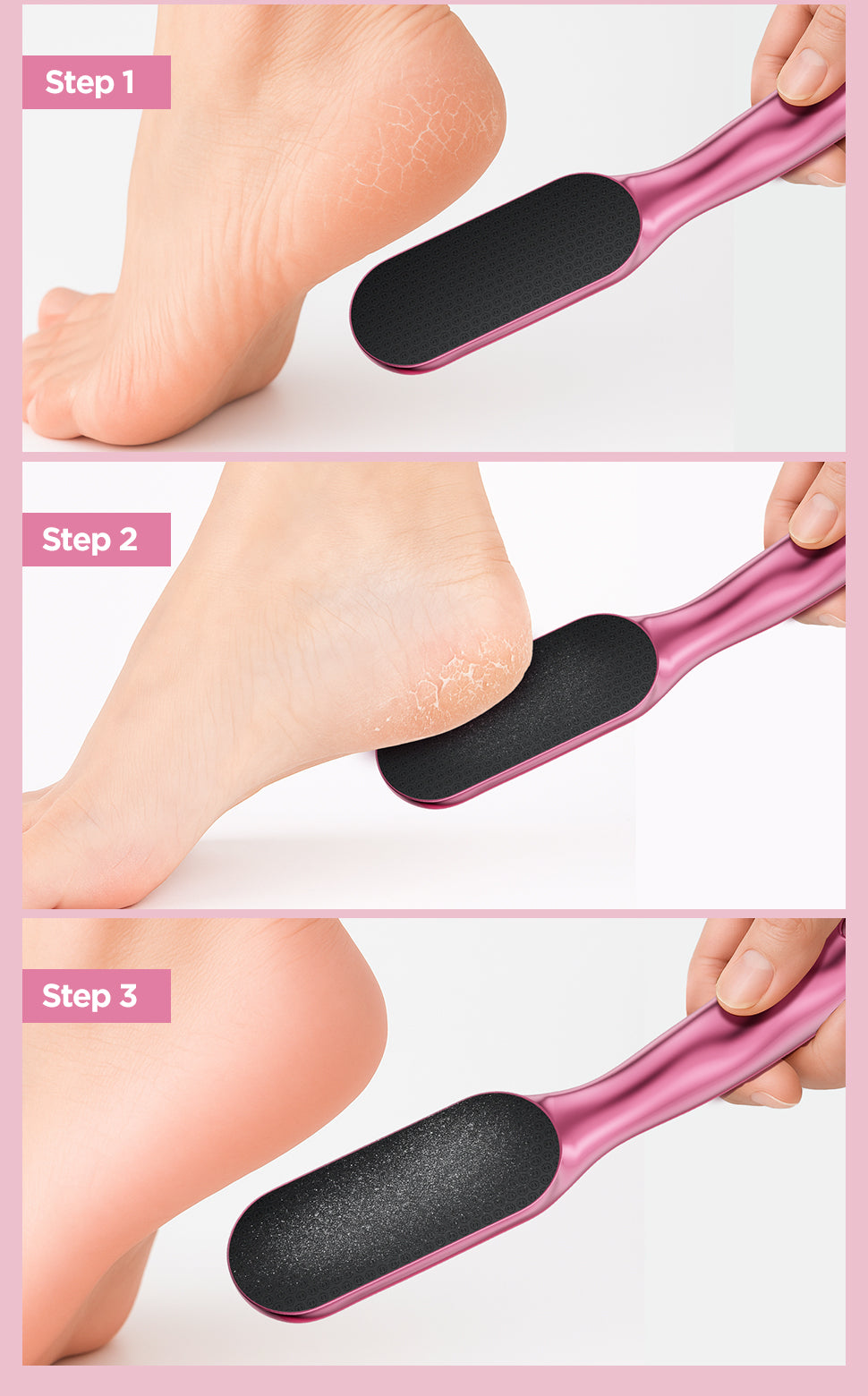 Washable & Reusable Pedicure Kit Hard Skin Remover Nano Glass Foot File - Foot CallusRemover, Durable Foot Scrubber, Dead SkinRemover, Hygienic Pedicure Tool, Long Lasting Foot Buffer, Soft Smooth Feet  Pink